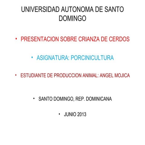 PRESENTACIÓN SOBRE CRIANZA DE CERDOS