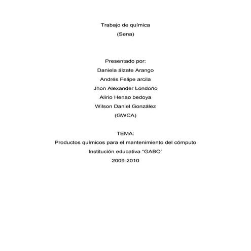 Trabajo de química