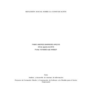 actividad REFLEXIÓN SOCIAL SOBRE LA...