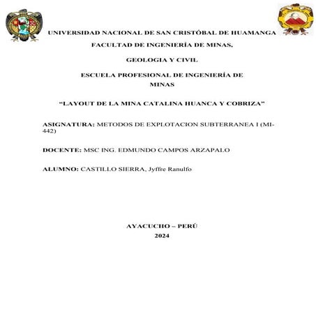 layut de la mina cobriza y catalina huanca