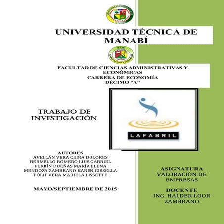 Trabajo de valoración de empresas