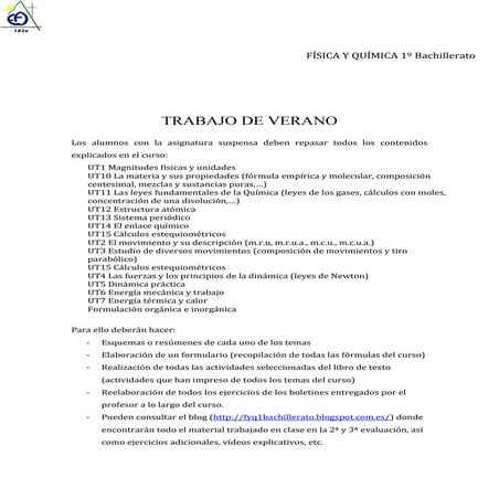 Trabajo de verano 1 bachillerato