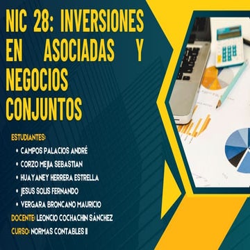 Norma Internacional de Contabilidad 28 Inversiones en Asociadas y Negocios Conjuntos Objetivo 1 El objetivo de esta Norma es prescribir la contabilidad de las inversiones en asociadas y establecer los requerimientos para la aplicación del método de la par