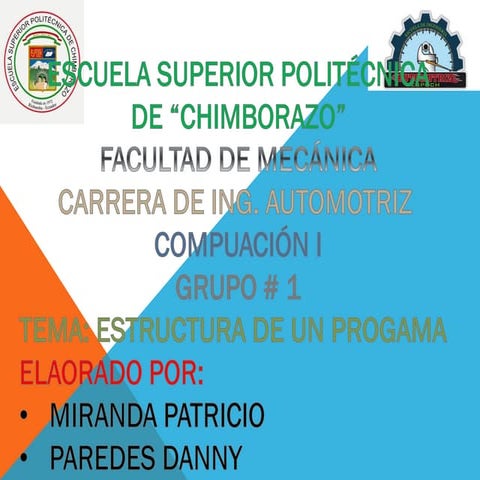 Trabajo en grupo estructura de un programa
