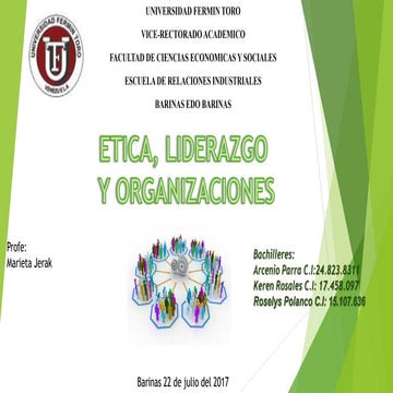 Trabajo colaborativo  etica y liderazgo en las organizaciones