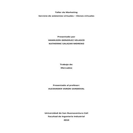 TRABAJO ESCRITO - CLONES VIRTUALES O SERVICIO DE ASISTENTE VIRTUAL
