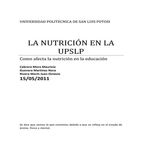 Trabajo escrito de la nutricion
