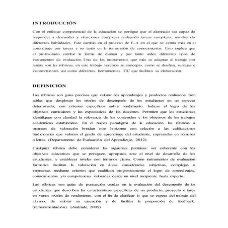 Trabajo escrito rubrica