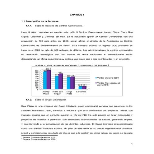 Análisis de la Industria de los Centros Comerciales en el Perú en el 2010.Cas...