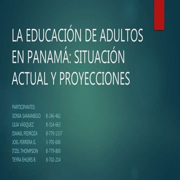 La Educación de Adultos en Panamá
