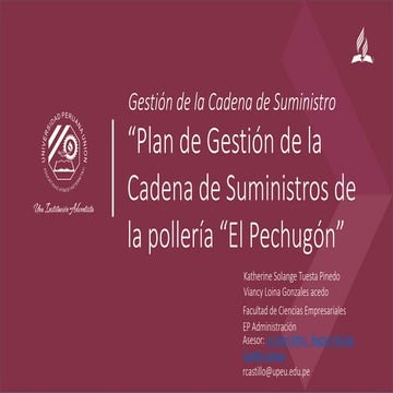 gestión de la cadena de suministro de la Polleria El Pechugón