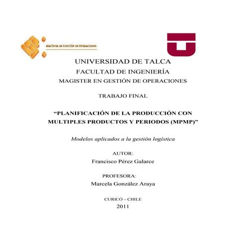 Planificación de la producción con múltiples productos y periodos