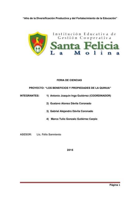 Trabajo final de la feria de ciencias   quinua 2015