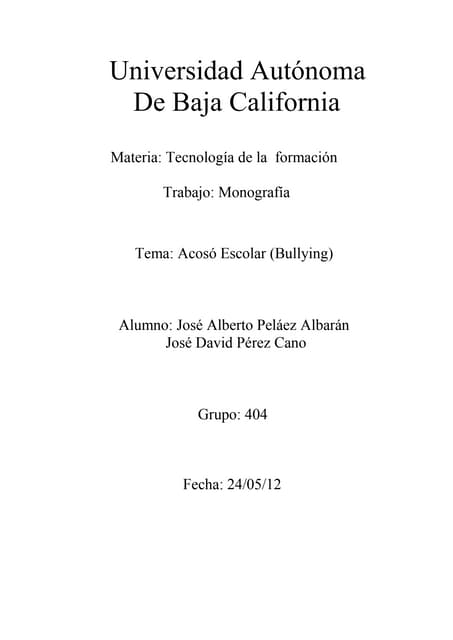 Acoso Escolar (Bullying)