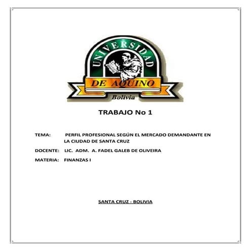 PERFIL PROFESIONAL SEGÚN EL MERCADO DEMANDANTE EN LA CIUDAD DE SANTA CRUZ
