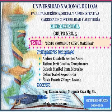 COSTO PROMEDIO Y COSTO MARGINAL