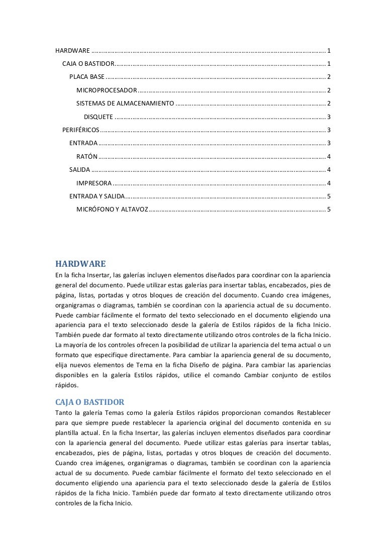 Trabajo informatica (tabla de contenido)