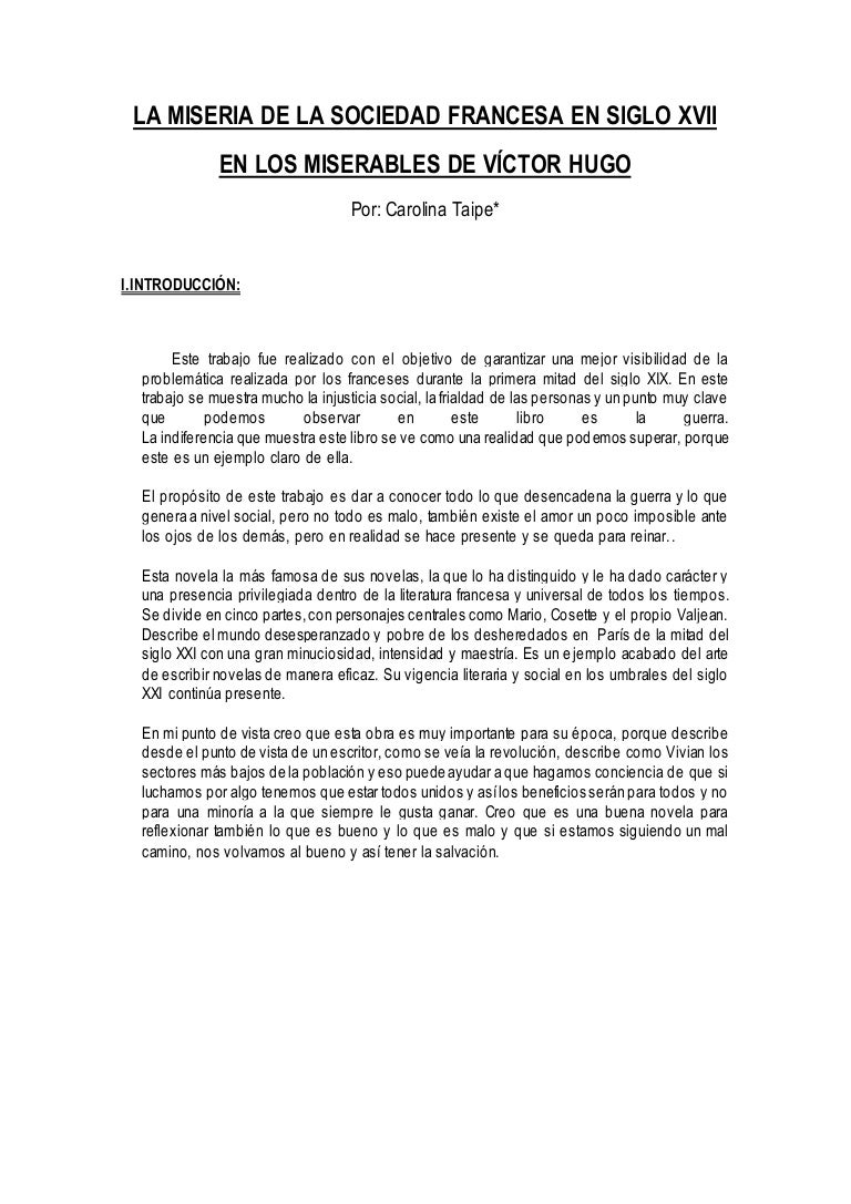 Analisis Literario De La Obra Los Miserabales