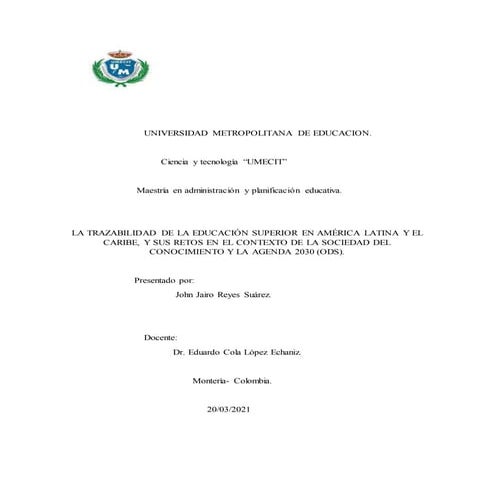 la trazabilidad en la educacion superior en america latina y el caribe