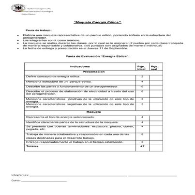 Trabajo maqueta  energia eolica