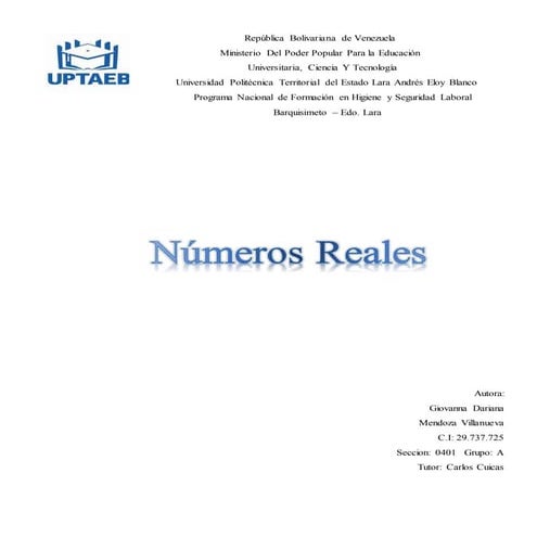 Trabajo matematica unidad 2 numeros reales