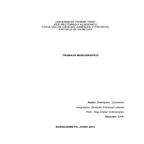 Trabajo monografico laboral COROMOTO