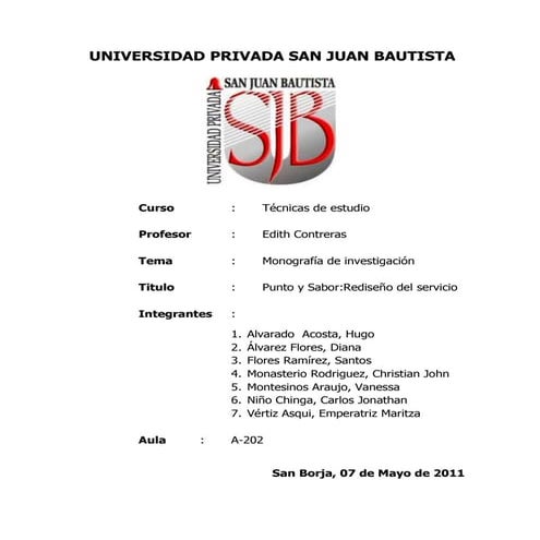 Trabajo monografico restaurant punto y sabor