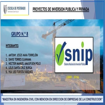 TRABAJO N° 01 REGIONES SNIP EN TODO EL SISTEMA | PPTX