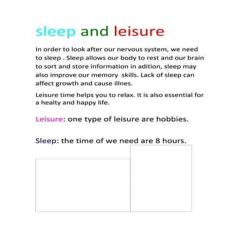 Sleep and leisure 5ºB