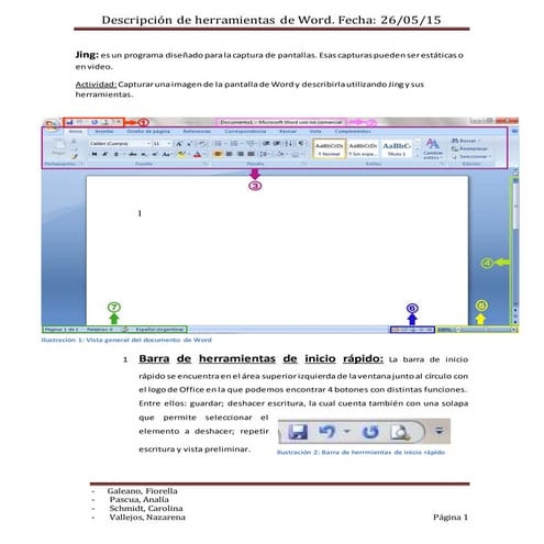 Descripción de herramientas de M. Word Starter