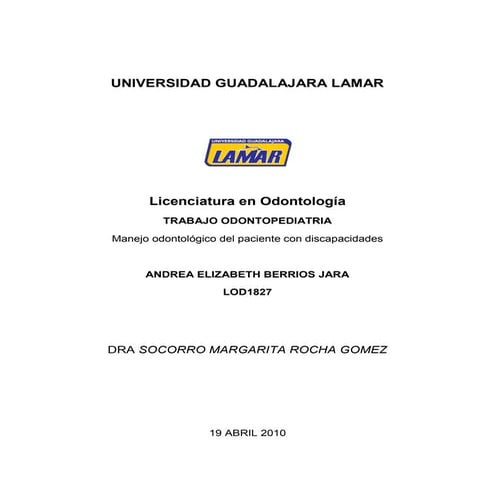 manejo odontologico del paciente discapacitado