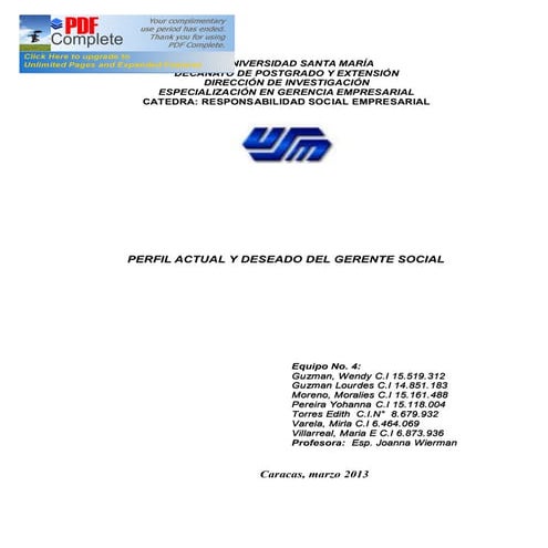 Trabajo perfil del gerente social