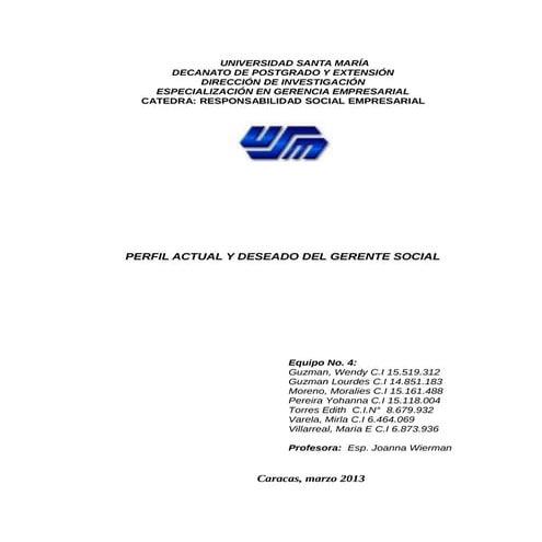 Trabajo perfil del gerente social