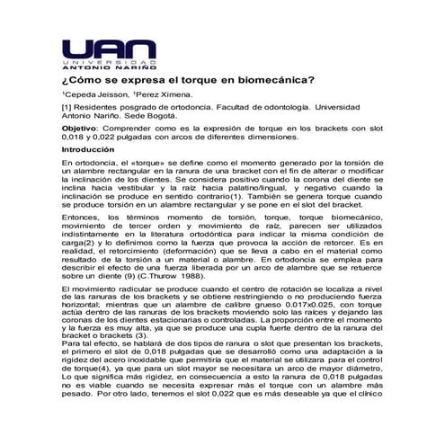 ¿Cómo se expresa el torque en biomecánica? | DOCX