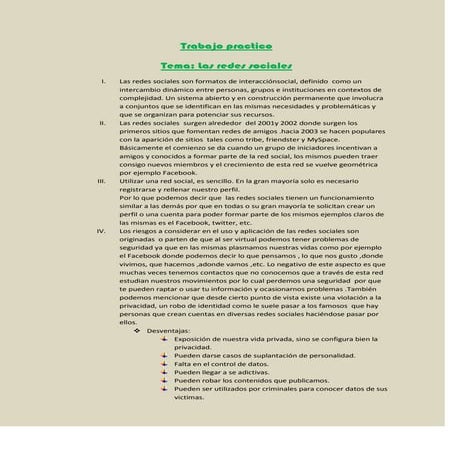 Trabajo practico las  redes sociales