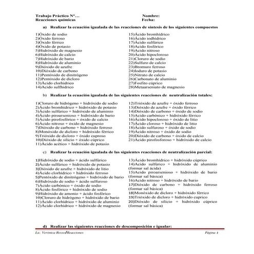 Trabajo PráCtico Reacciones QuíMicas