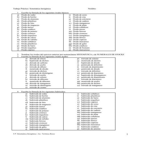 Trabajo PráCtico SistemáTica InorgáNica