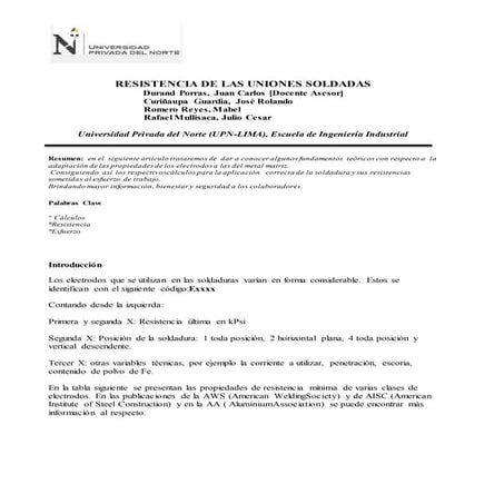 Resistencia de las uniones soldadas