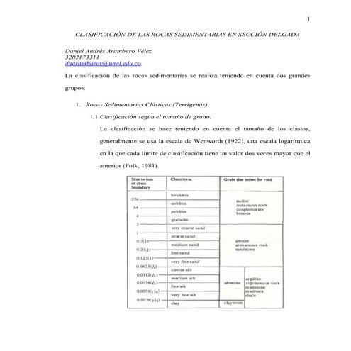 Trabajo rocas sedimentarias en sección delgada