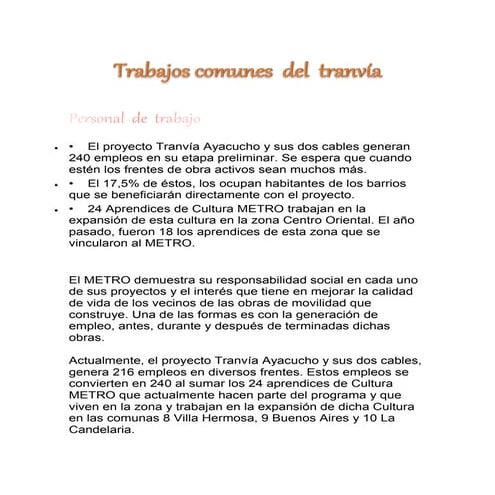 Trabajos comunes  del  tranvía  2