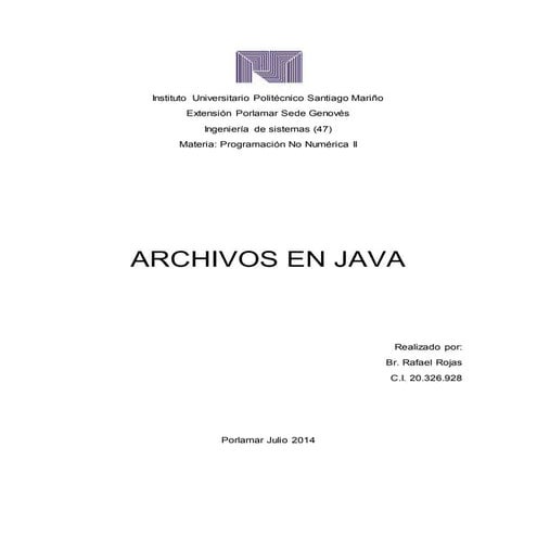 Trabajo sobre archivos en java.. programacion no numerica ii