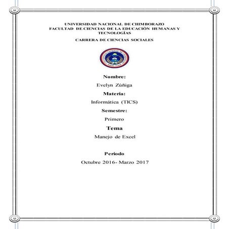 Trabajo sobre el manejo de excel