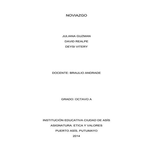 Trabajo sobre el noviazgo