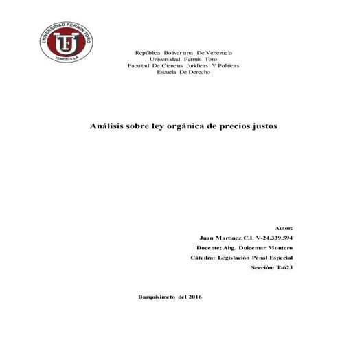 Trabajo sobre la ley organica de precios justos2