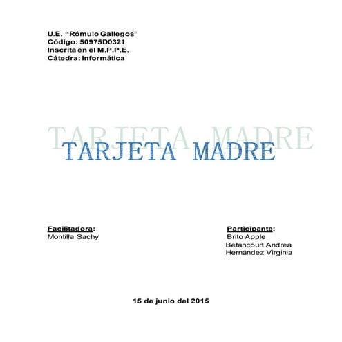 Trabajo sobre tarjeta madre