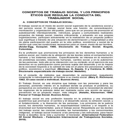 CONCEPTOS DE TRABAJO SOCIAL Y  PRINCIPIOS ÉTICOS DEL TRABAJADOR SOCIAL