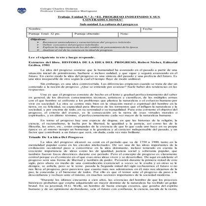 Trabajo sub unidad la cultura del progreso 1º medio