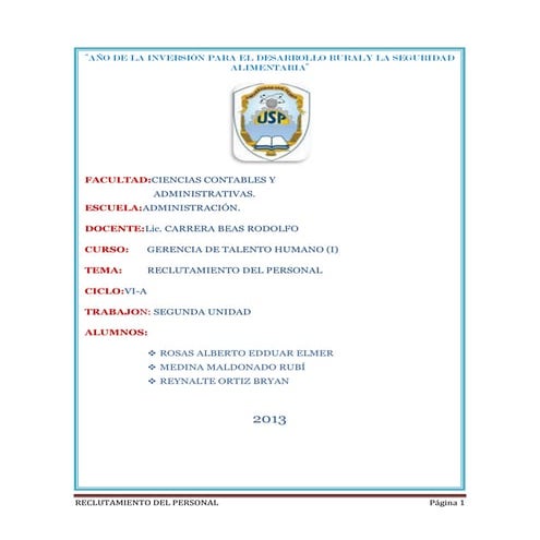 Trabajo talento de reclutamiento del personal