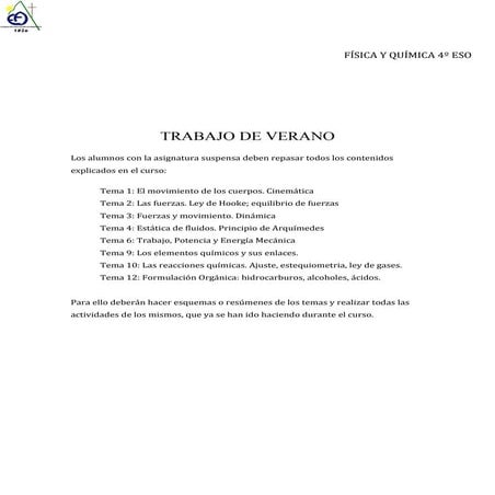 Trabajo verano 4 eso