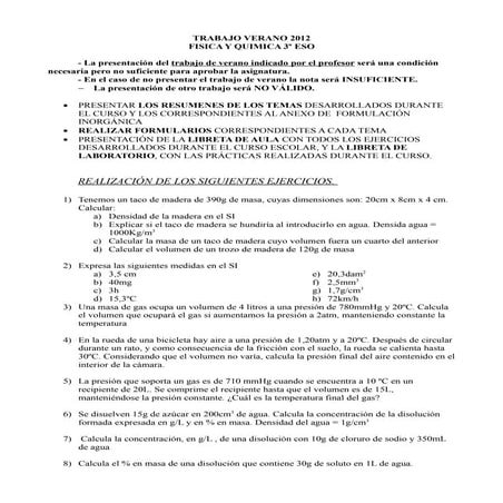 Trabajo verano fyq 3º eso 2012